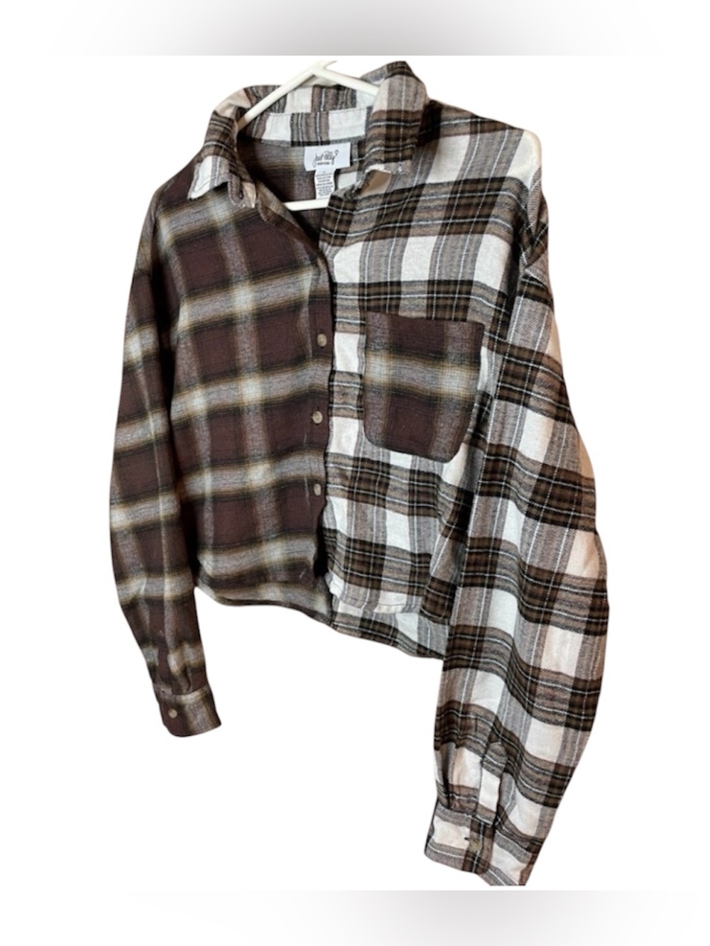 Just Polly Reworked Flannel Crop Top - Picture 2 of 8